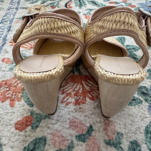 Loeffler Randall Woven Straw & Leather Peep-Toe Valentine Wedge Heels - Picture 5 of 6